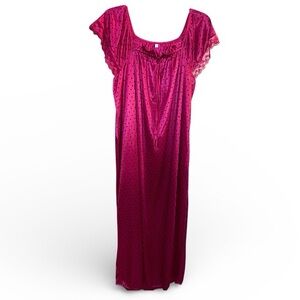 Romantic Red Satin Long Sleeping Gown For Valentine’s Day Women’s Size 1XL
